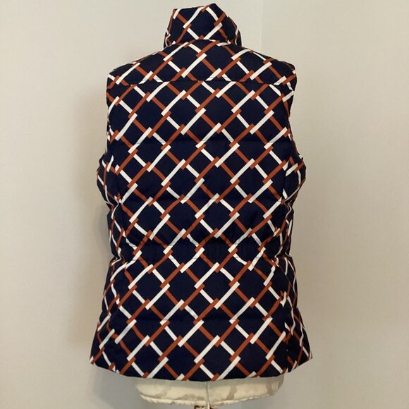 NEW! LANDS' END WOMEN'S DOWN PUFFER VEST NAVY PRINT M OUTDOOR WINTER COZY CASUAL - Picture 4 of 4